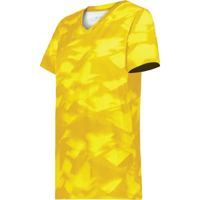 Holloway 222796 Ladies Stock Cotton Touch Poly Tee – Gold Glacier Print