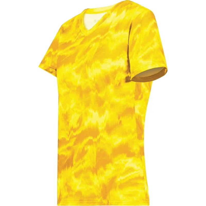 Holloway 222796 Ladies Stock Cotton Touch Poly Tee – Gold Shockwave Print