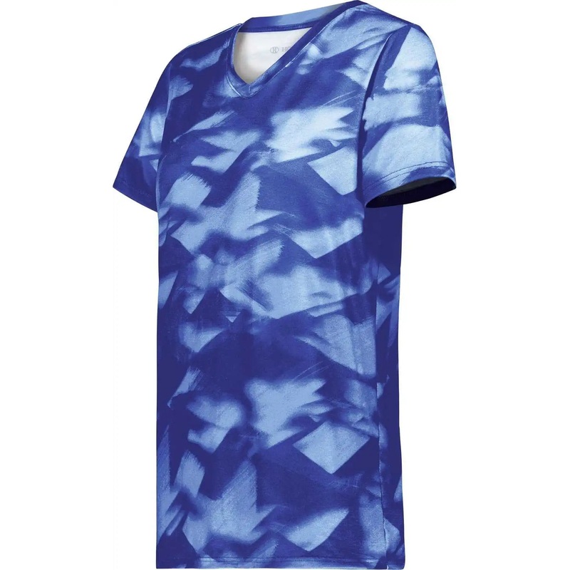 Holloway 222796 Ladies Stock Cotton Touch Poly Tee – Royal Glacier Print