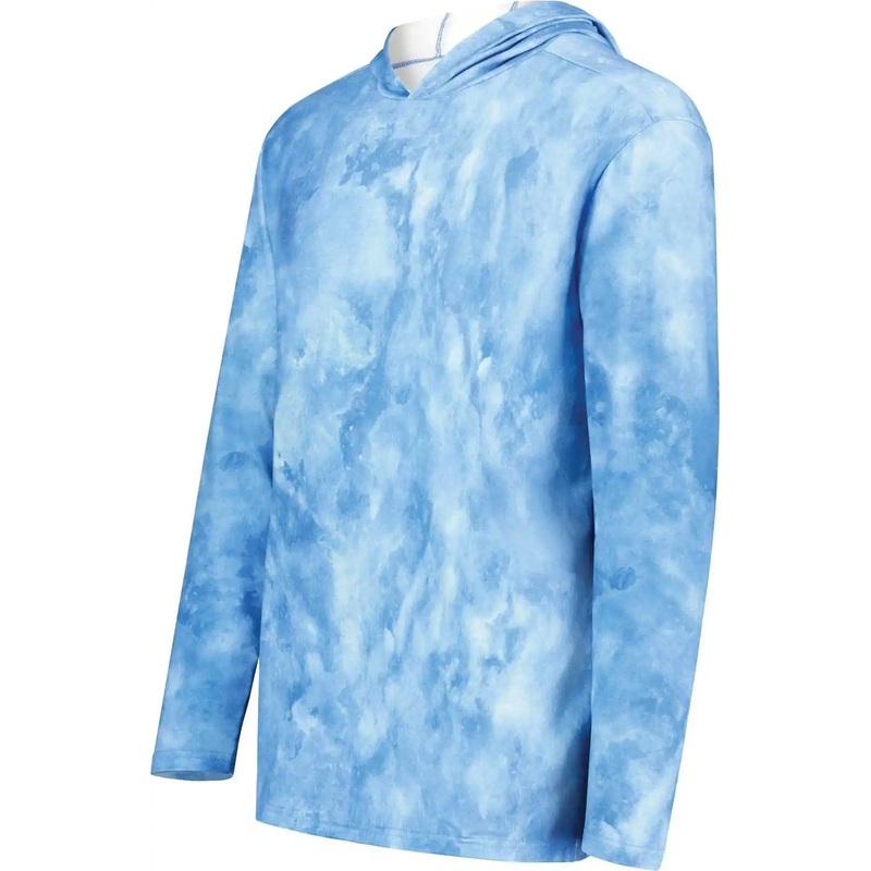 Holloway 223605 Youth Stock Cotton Touch Poly Hoodie – Columbia Blue Cloud Print