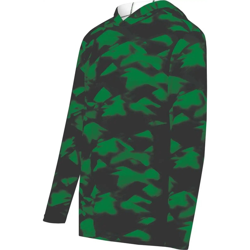 Holloway 223605 Youth Stock Cotton Touch Poly Hoodie – Dark Green Glacier Print