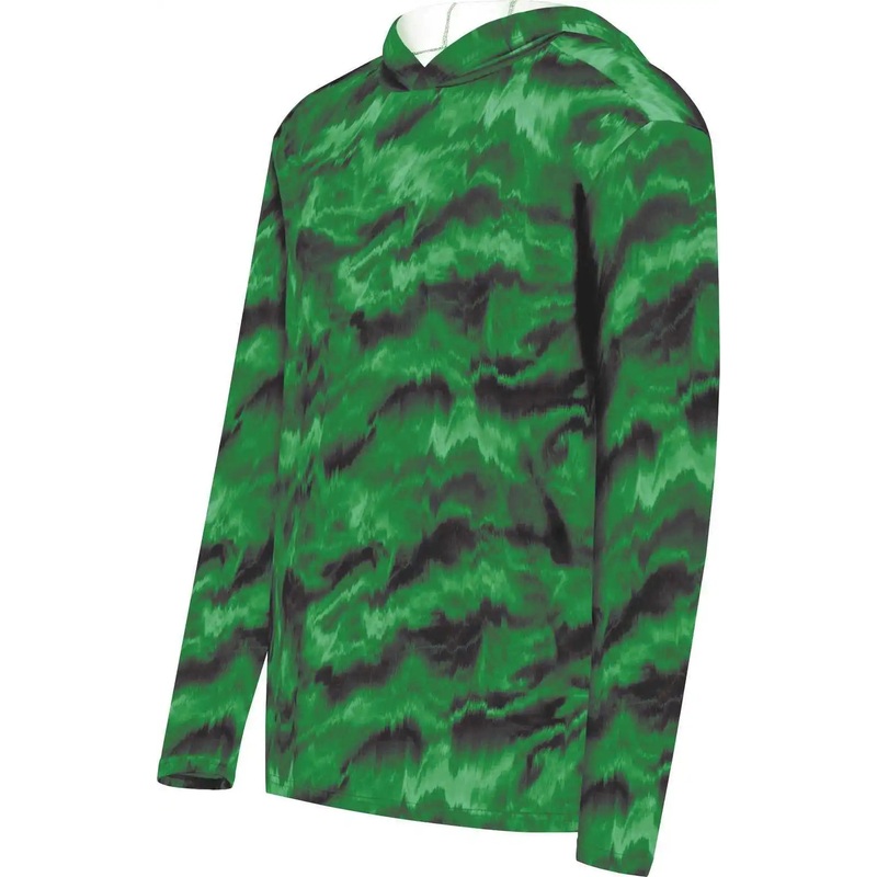 Holloway 223605 Youth Stock Cotton Touch Poly Hoodie – Dark Green Shockwave Print