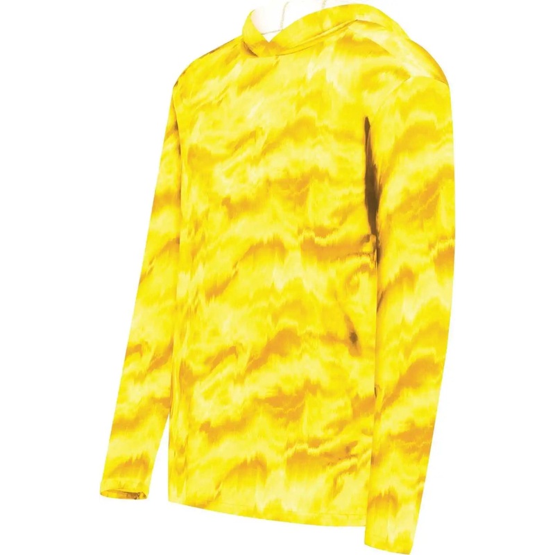 Holloway 223605 Youth Stock Cotton Touch Poly Hoodie – Gold Shockwave Print