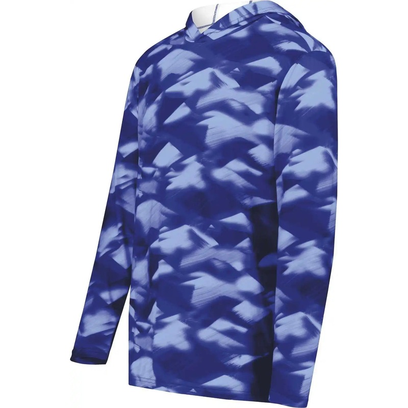 Holloway 223605 Youth Stock Cotton Touch Poly Hoodie – Navy Glacier Print
