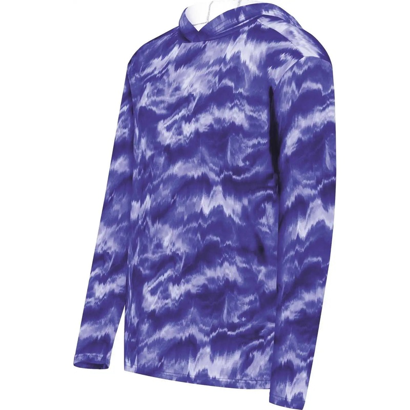 Holloway 223605 Youth Stock Cotton Touch Poly Hoodie – Purple Shockwave Print