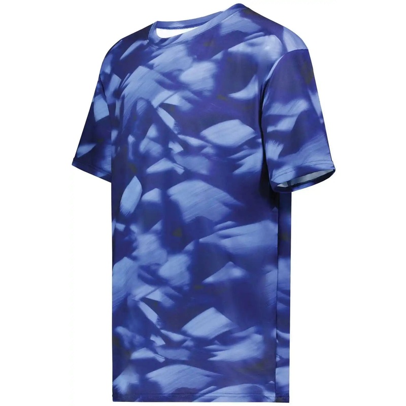 Holloway 222696 Youth Stock Cotton Touch Poly Tee – Navy Glacier Print