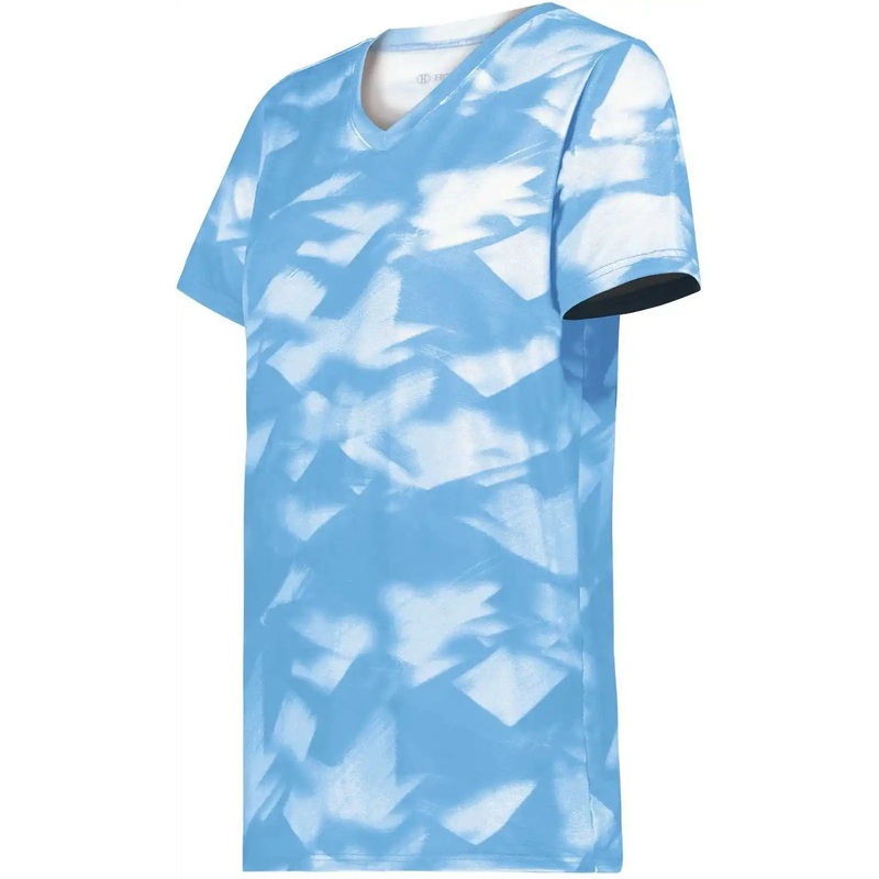 Holloway 222796 Ladies Stock Cotton Touch Poly Tee – Columbia Blue Glacier Print