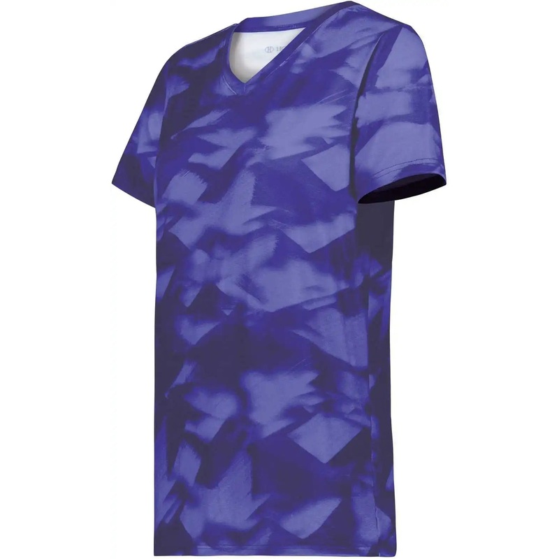Holloway 222796 Ladies Stock Cotton Touch Poly Tee – Purple Glacier Print