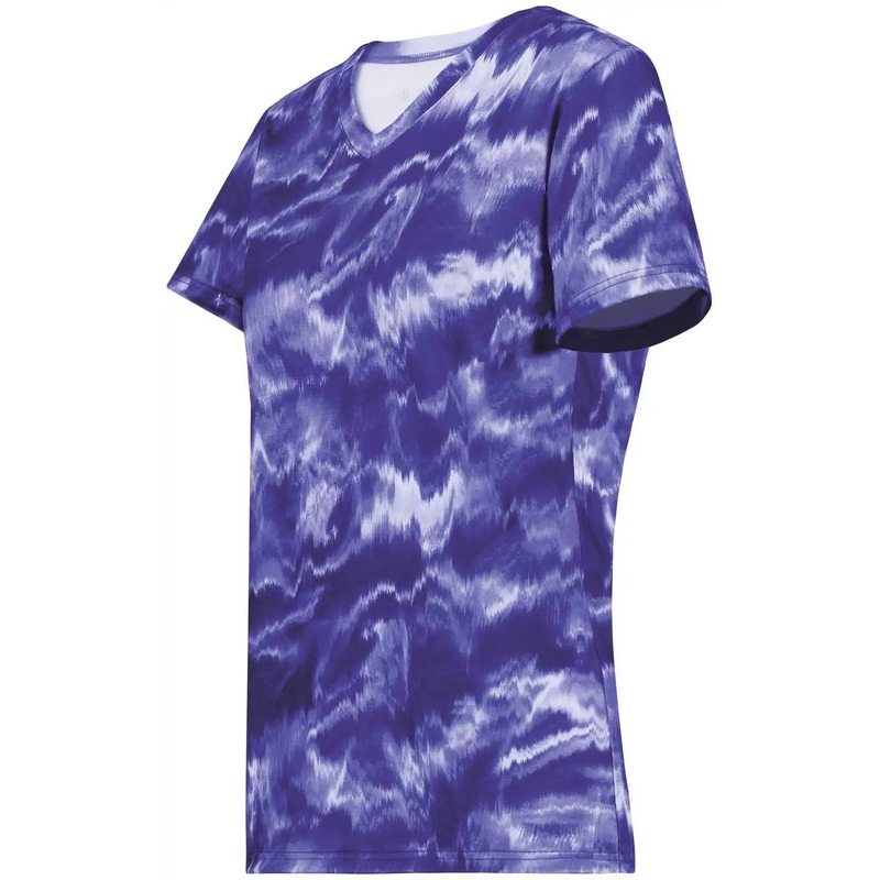 Holloway 222796 Ladies Stock Cotton Touch Poly Tee – Purple Shockwave Print