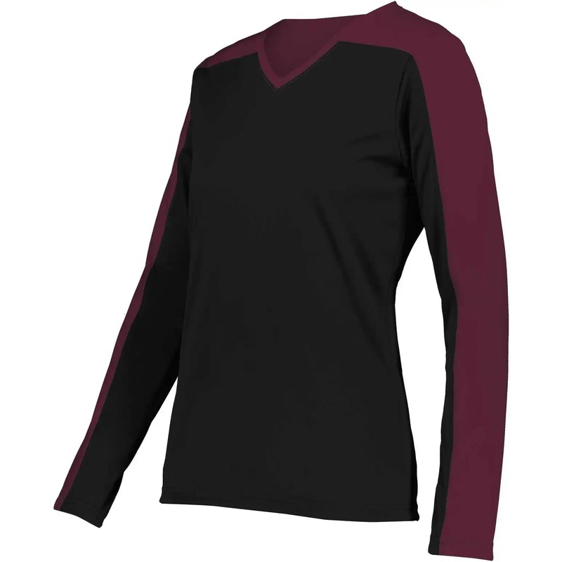 Holloway 223702 Ladies Momentum Team Long Sleeve Tee – Black Maroon