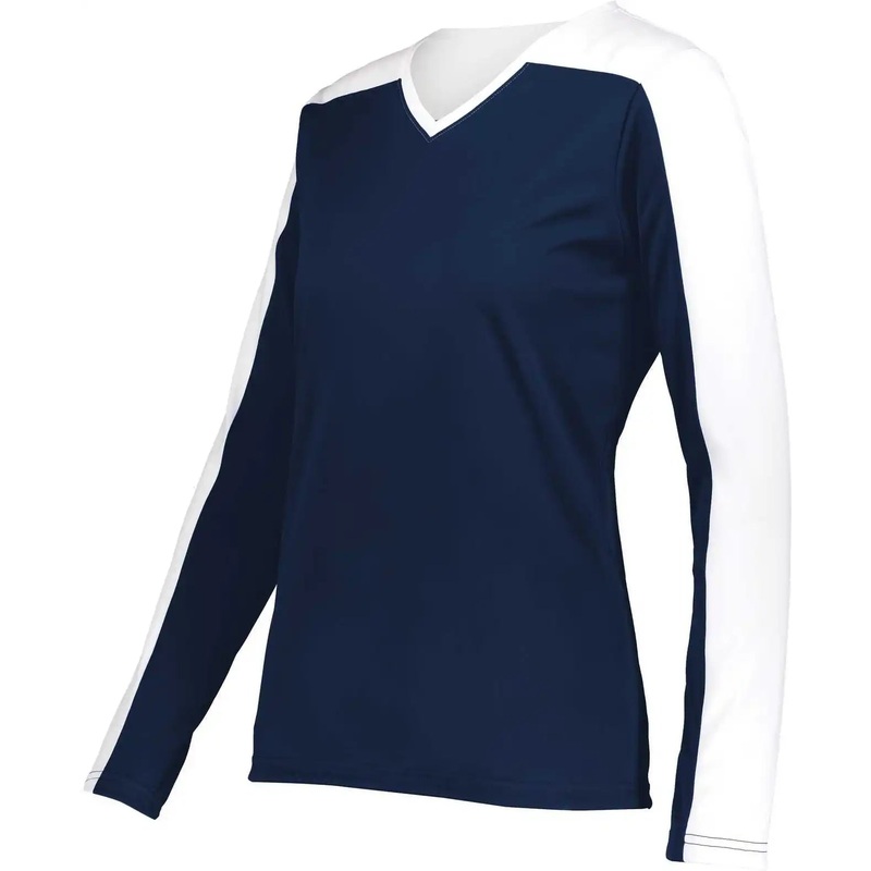 Holloway 223702 Ladies Momentum Team Long Sleeve Tee – Navy White