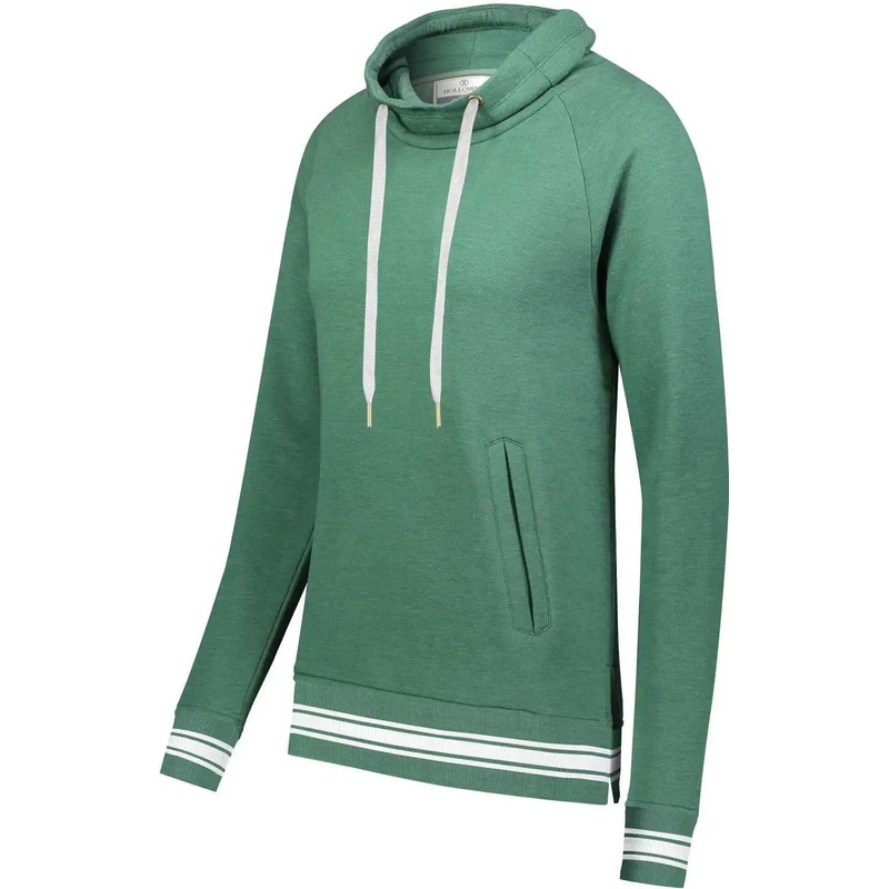 Holloway 229763 Ladies Ivy League Funnel Neck Pullover – Dark Green Heather White
