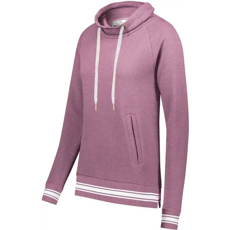 Holloway 229763 Ladies Ivy League Funnel Neck Pullover – Dusty Rose Heather White