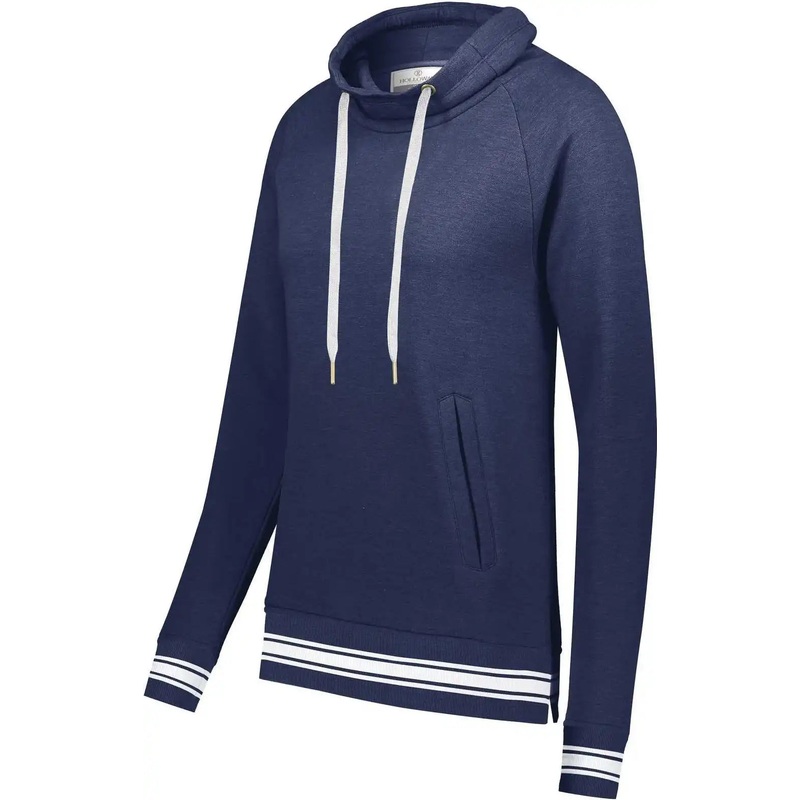 Holloway 229763 Ladies Ivy League Funnel Neck Pullover – Navy Heather White