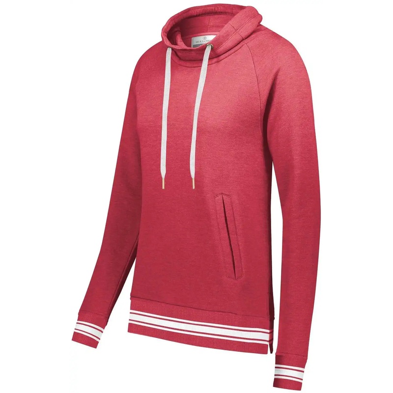Holloway 229763 Ladies Ivy League Funnel Neck Pullover – Scarlet Heather White