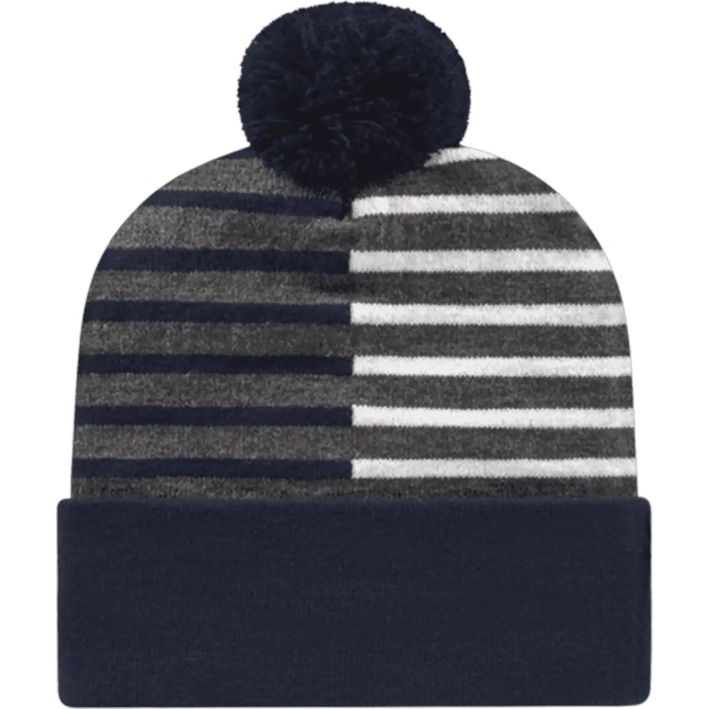 Cap America RKH12 USA Made Half Color Knit Cap with Cuff Beanie – True Navy White
