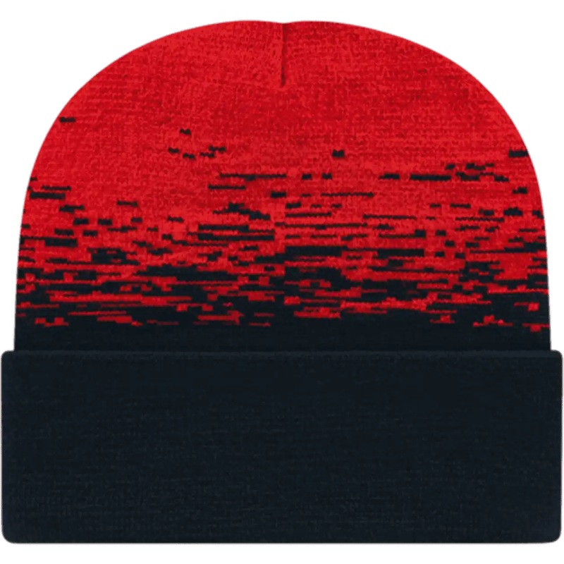 Cap America RKS12 USA Made Static Pattern Knit Cap with Cuff Beanie – Black True Red