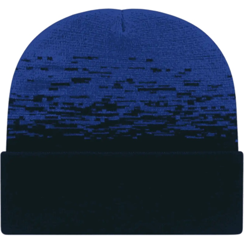 Cap America RKS12 USA Made Static Pattern Knit Cap with Cuff Beanie – Black True Royal