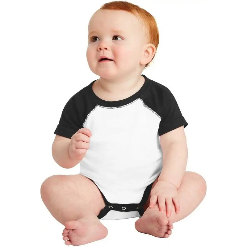Rabbit Skins 4430 Infant Baseball Fine Jersey Bodysuit – White Black