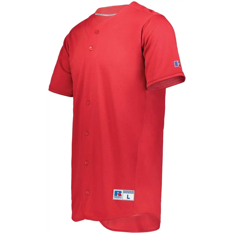 Russell 235JMM Five Tool Full-Button Front Baseball Jersey – True Red