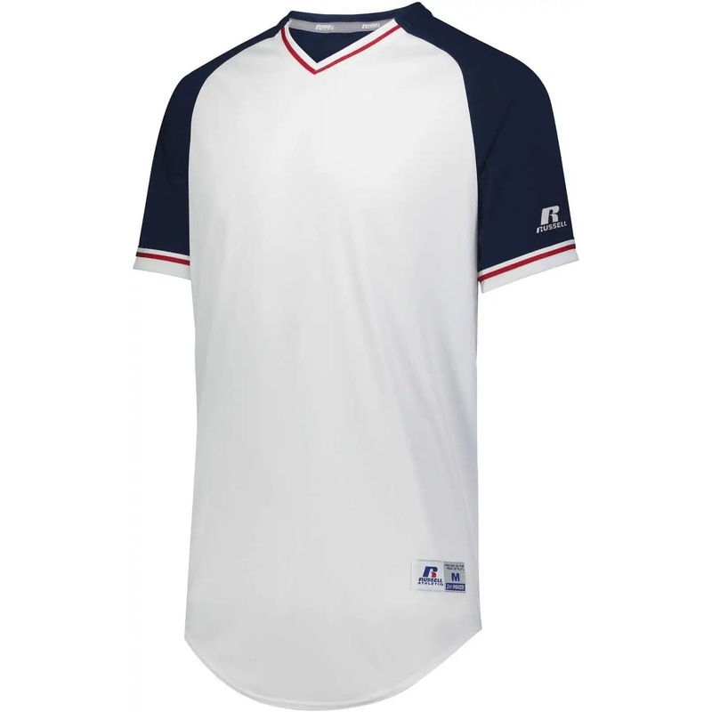 Russell R01X3B Youth Classic V-Neck Jersey – White Navy True Red