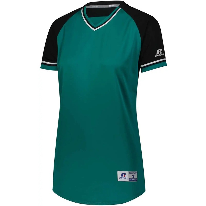 Russell R01X3X Ladies Classic V-Neck Jersey – Aqua Black White