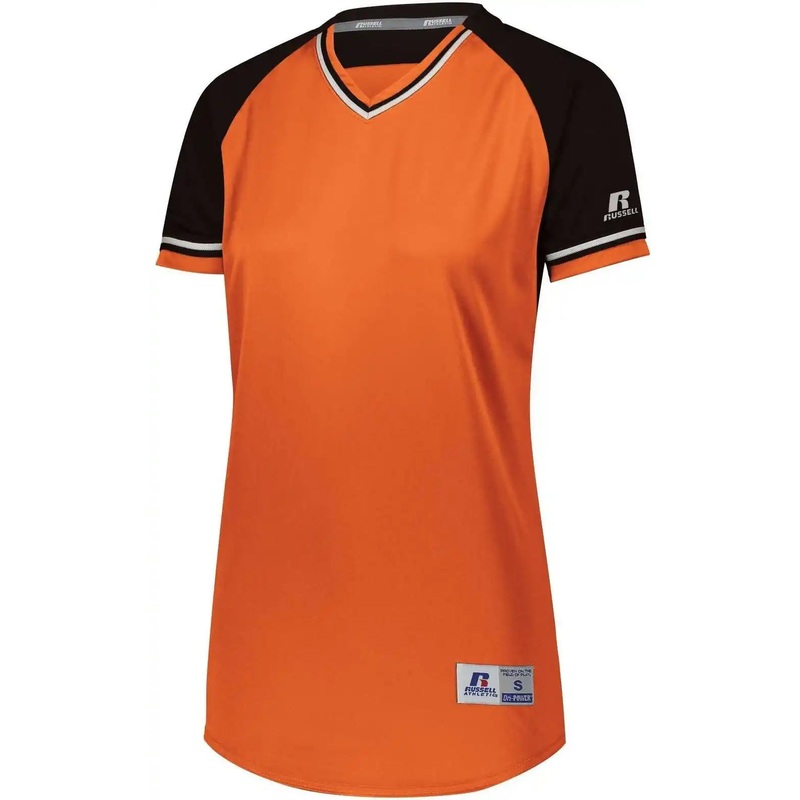 Russell R01X3X Ladies Classic V-Neck Jersey – Burnt Orange Black White