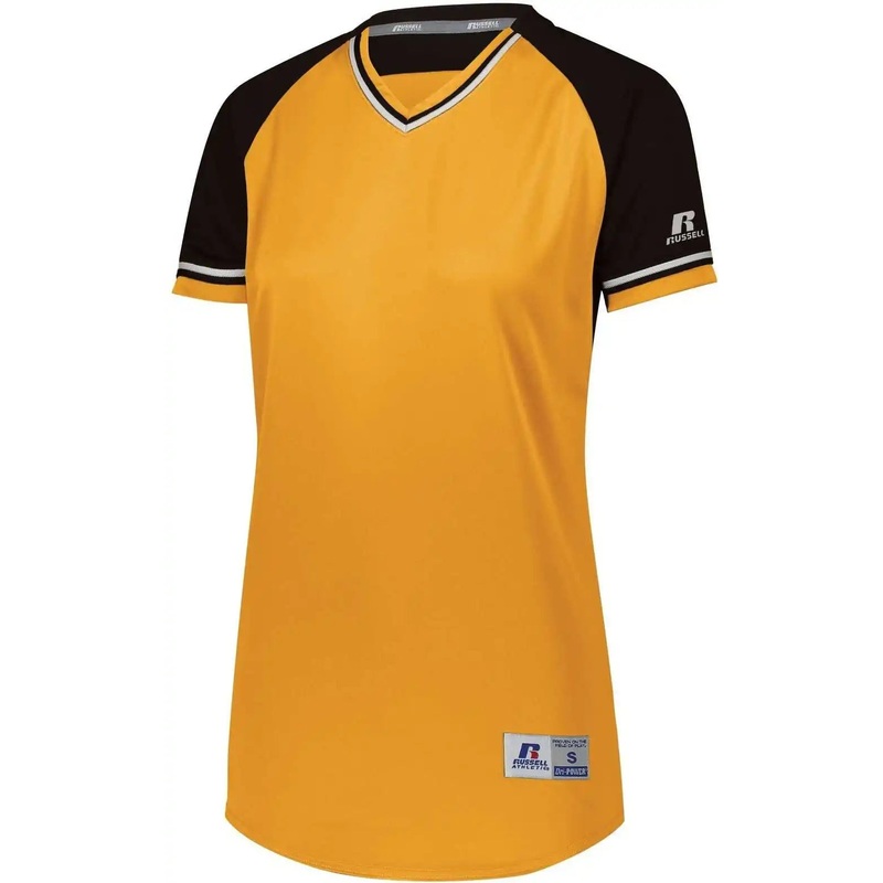 Russell R01X3X Ladies Classic V-Neck Jersey – Gold Black White