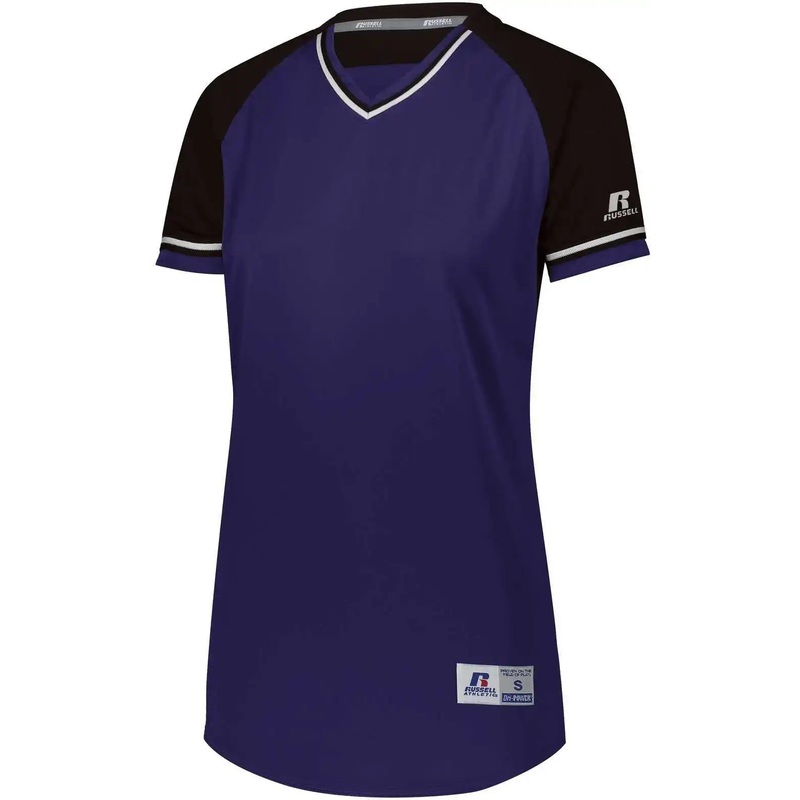 Russell R01X3X Ladies Classic V-Neck Jersey – Purple Black White