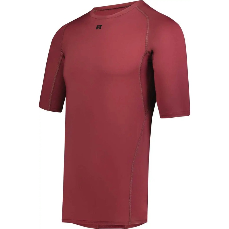 Russell R21CPM Coolcore Half Sleeve Compression Tee – Maroon