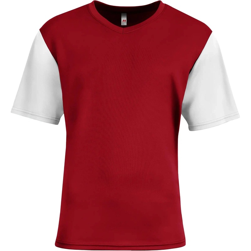 A4 N3541 Sprint Color Block V-Neck – Cardinal/white
