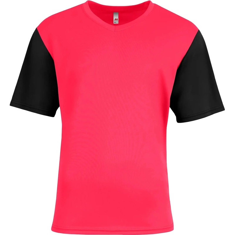 A4 N3541 Sprint Color Block V-Neck – Coral/black