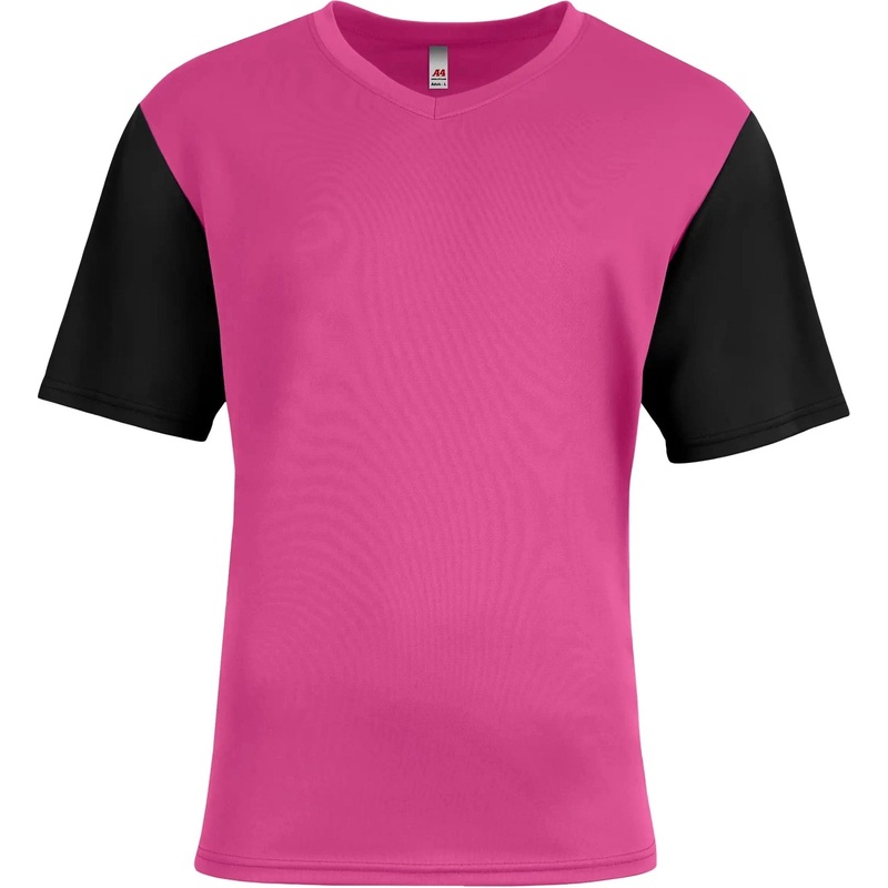 A4 N3541 Sprint Color Block V-Neck – Fuchsia/black
