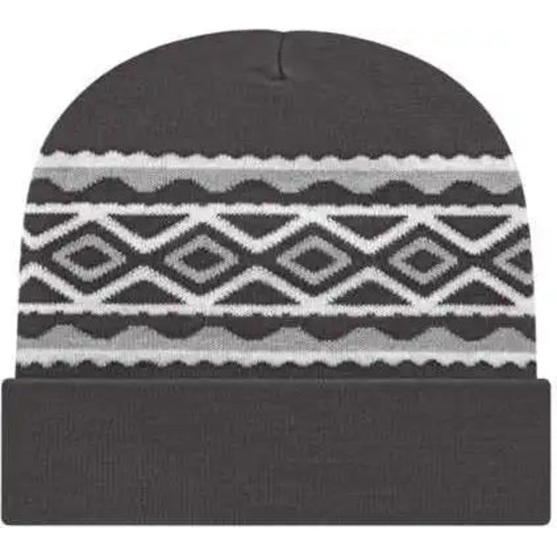 Cap America RKD12 Diamond Pattern Knit Cap with Cuff Beanie – Iron Gray