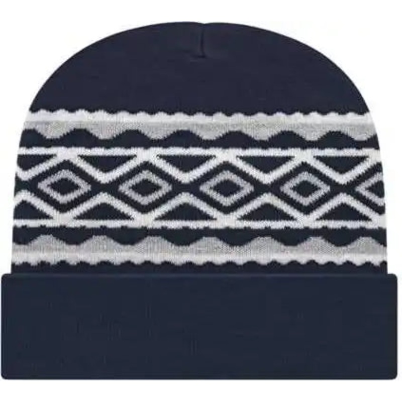 Cap America RKD12 Diamond Pattern Knit Cap with Cuff Beanie – True Navy