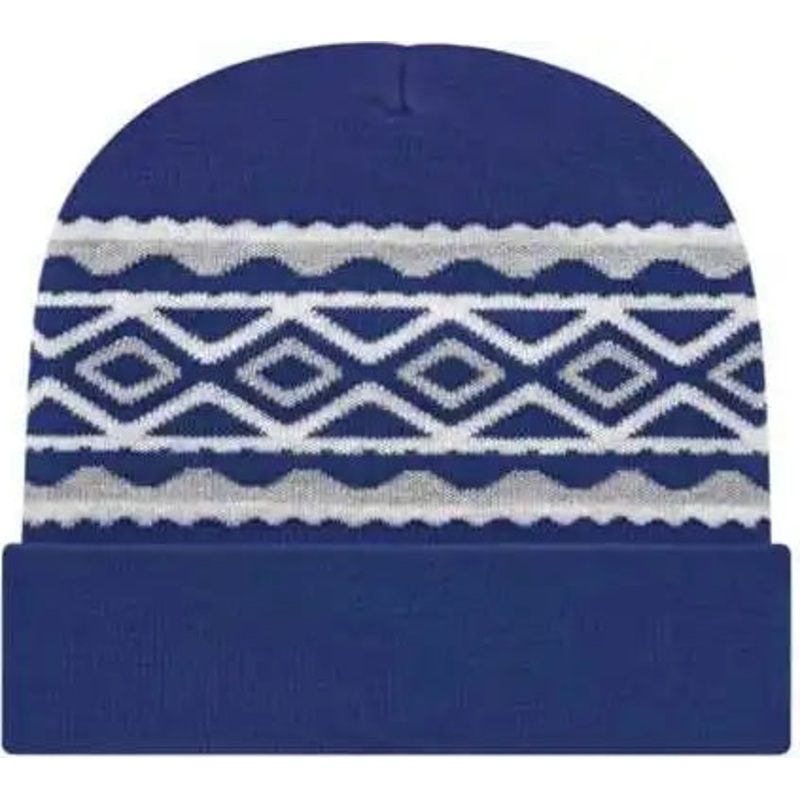 Cap America RKD12 Diamond Pattern Knit Cap with Cuff Beanie – True Royal