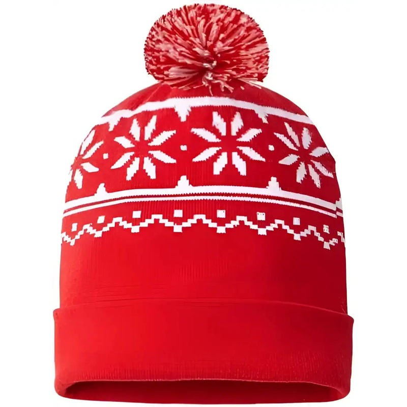 Cap America RKF12 USA Made Snowflake Beanie – True Red White