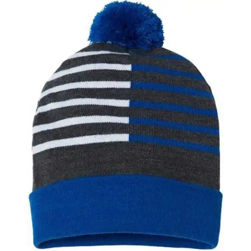 Cap America RKH12 USA Made Half Color Beanie – True Royal Black White