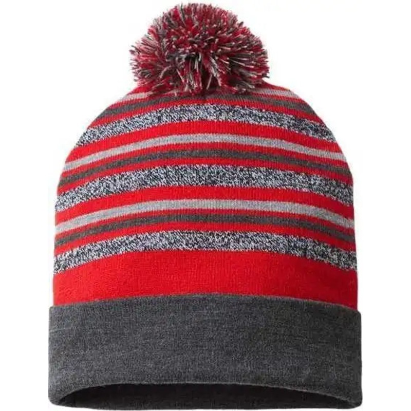 Cap America RKL12 USA Made Striped Beanie – True Red