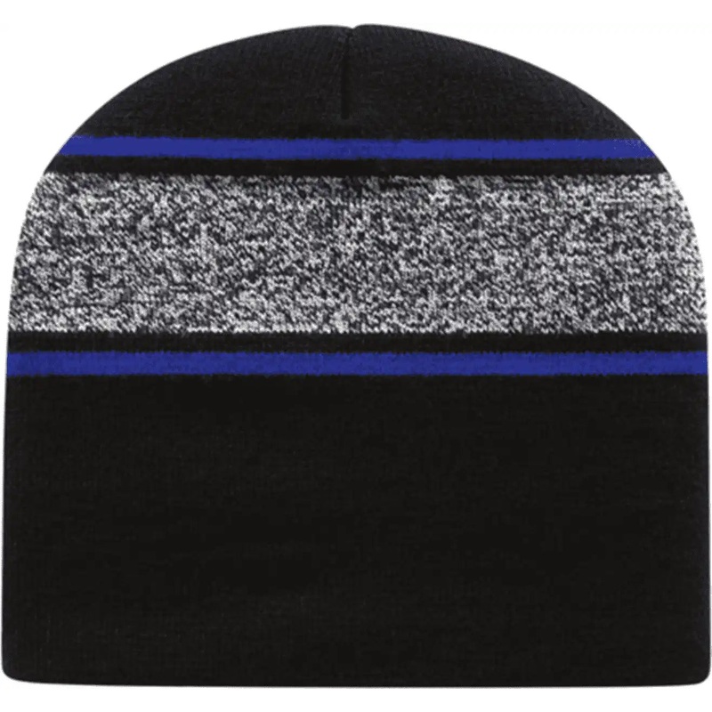 Cap America RKv9 USA Made Variegated Striped Beanie – Black Neon Blaze