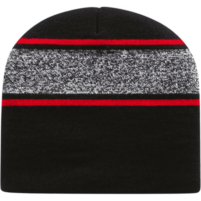 Cap America RKv9 USA Made Variegated Striped Beanie – Black True Red