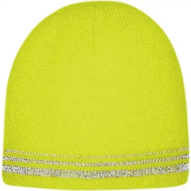 CornerStone CS804 Lined Enhanced Visibility with Reflective Stripes Beanie CS804 – Safety Yellow Reflective