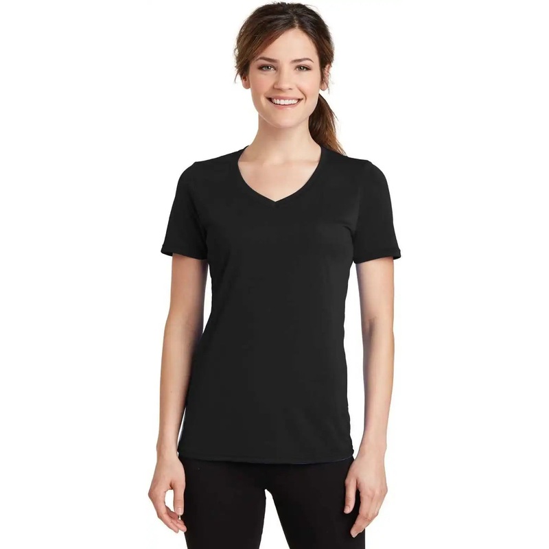 Port & Company LPC381V Women’S Performance Blend V-Neck Tee – Jet Black