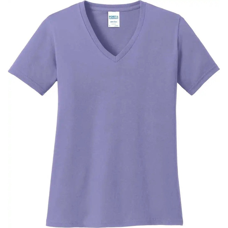 Port & Company LPC54V Women’S Core Cotton V-Neck Tee – Violet