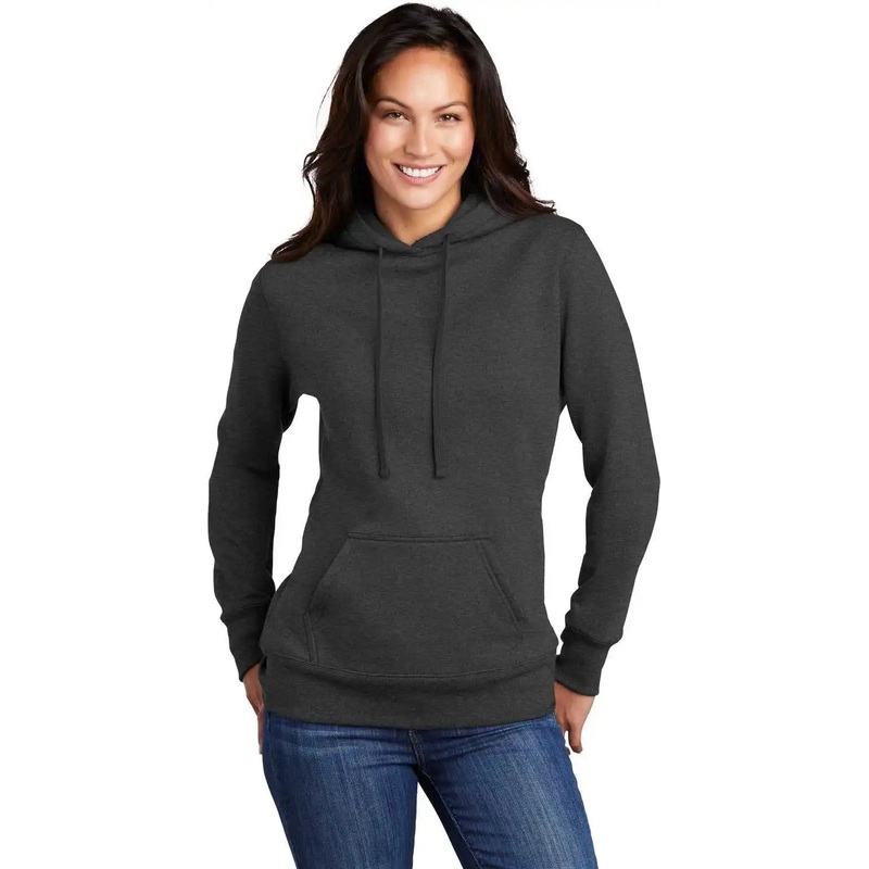 Port & Company LPC78H Women’S Core Fleece Pullover Hooded Sweatshirt – Dark Heather Grey