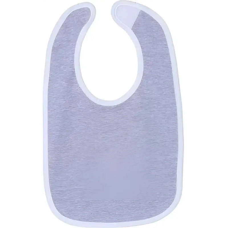 Rabbit Skins 1004 Infant Contrast Trim Premium Jersey Bib – Heather White