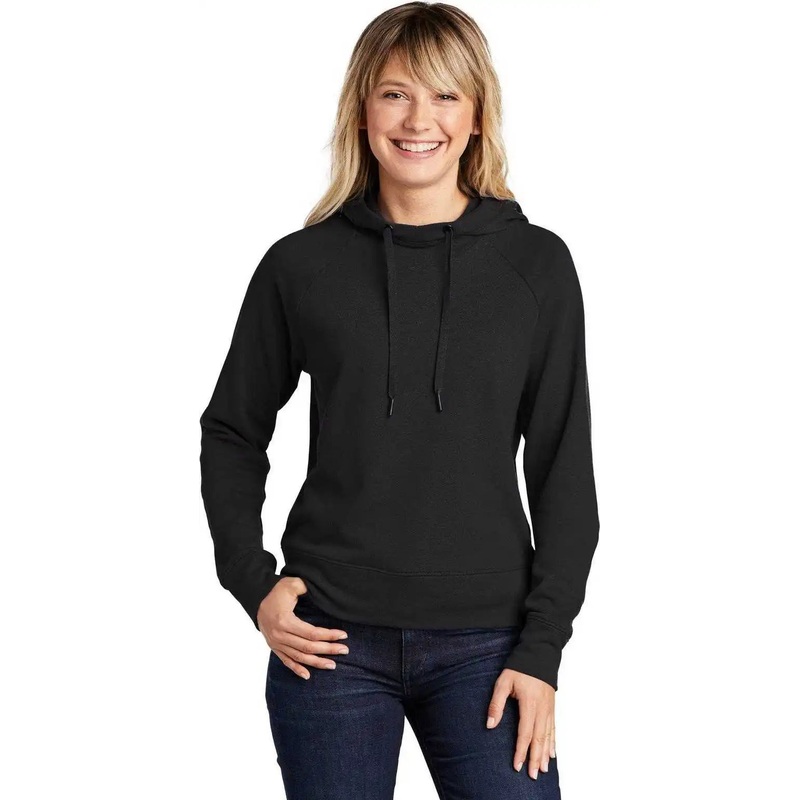 Sport-Tek LST272 Ladies Lightweight French Terry Pullover Hoodie – Black
