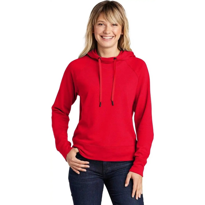 Sport-Tek LST272 Ladies Lightweight French Terry Pullover Hoodie – True Red