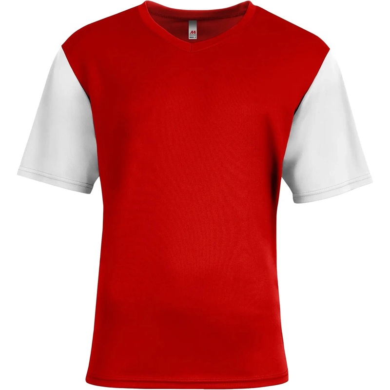 A4 N3541 Sprint Color Block V-Neck – Scarlet/white