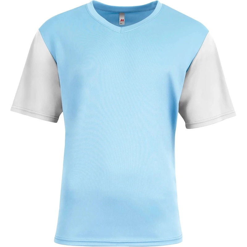 A4 N3541 Sprint Color Block V-Neck – Sky blue/white